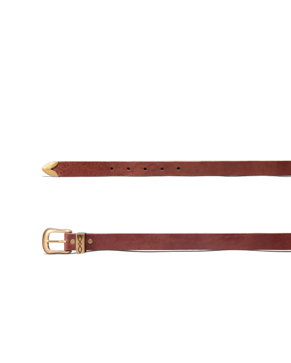 Closeup view of Women's 3 Piece Belt - Brandy