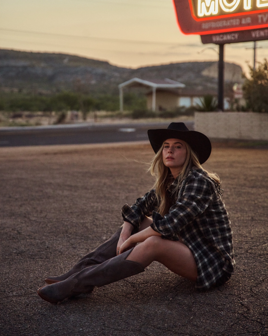 View of The Abby Cavalier - Charcoal Suede