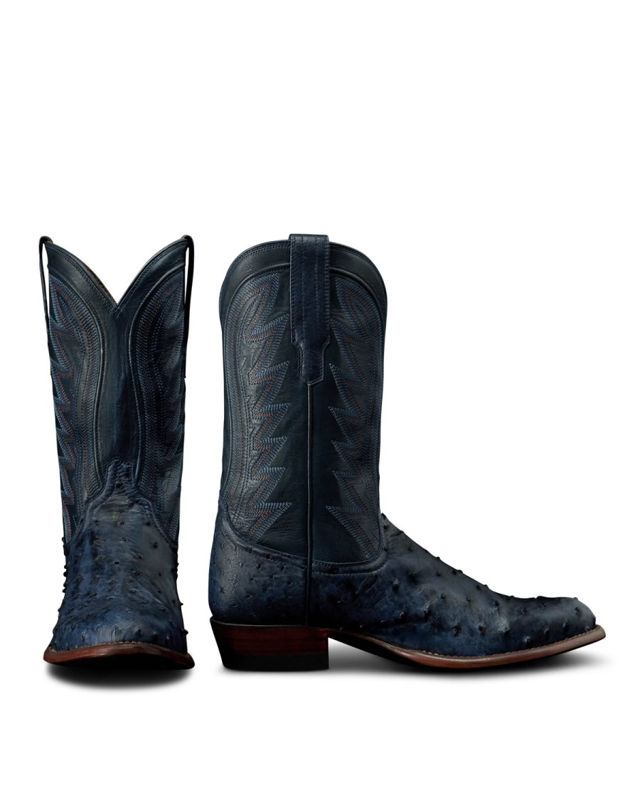 Tecovas Navy Smooth Ostrich Boots shut the front DOOR these new ostrich Annies have my HEART  main image 4