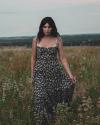 woman, dress, field black and white