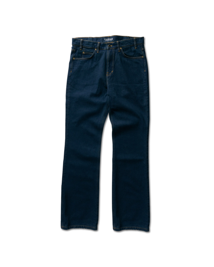 Front view of Men's Rugged Bootcut Jeans - Dark on plain background