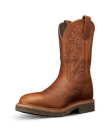 Quarterfront view of The LH WP Round Comp Toe Work Boot - Saddle Cowhide on plain background
