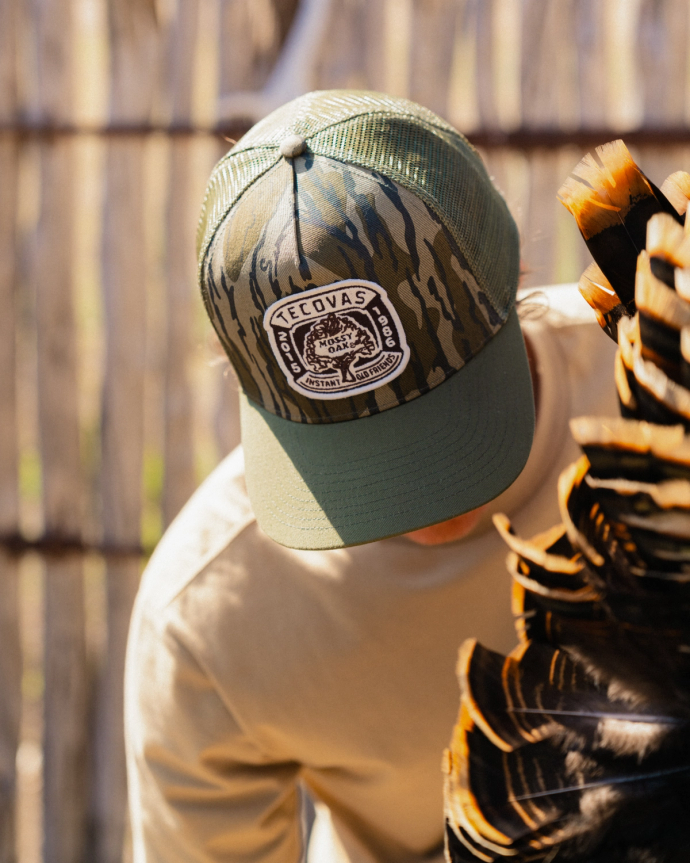View of Tecovas x Mossy Oak Bottomlands Trucker - MO Original Bottomland