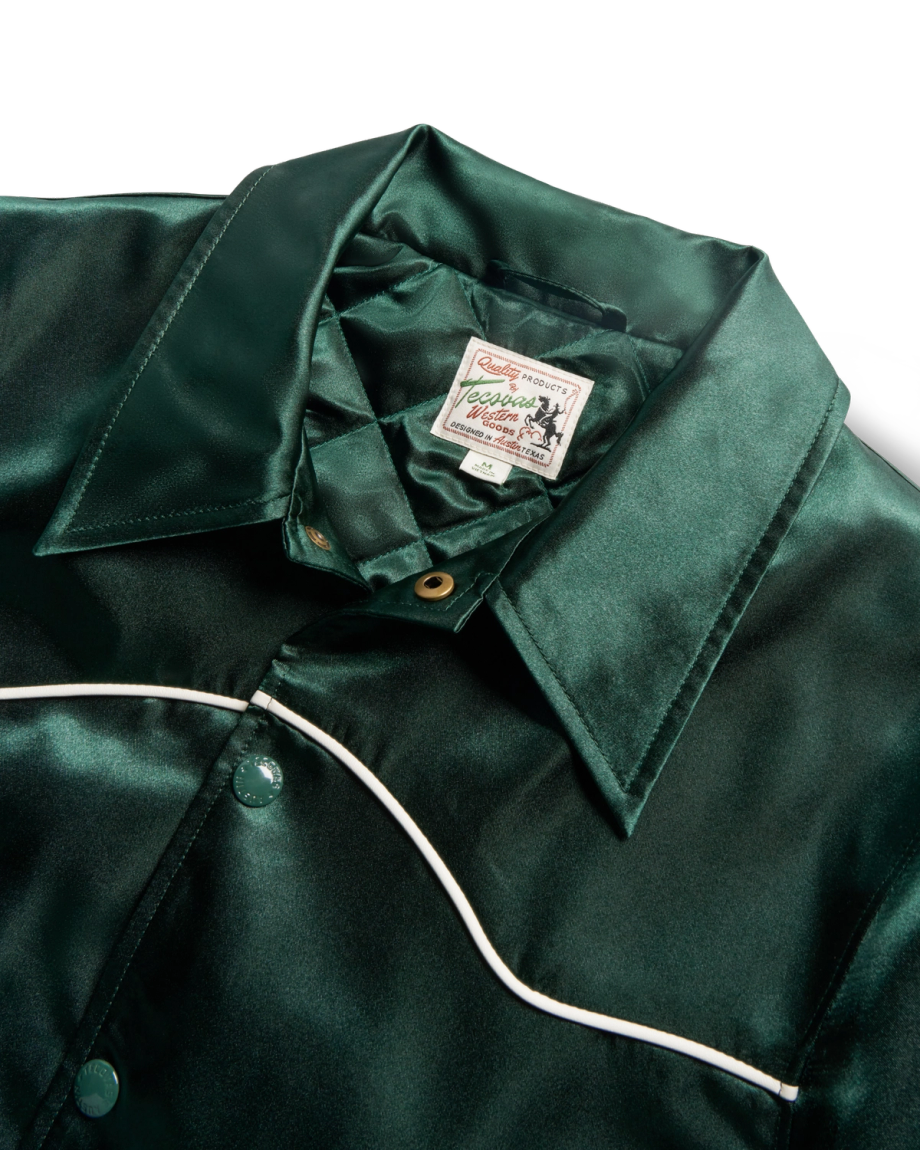 Closeup detail view of Men's Varsity Jacket - Green