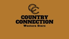 Logo of Country Connection Western Store with two intertwined horseshoes on a brown background.