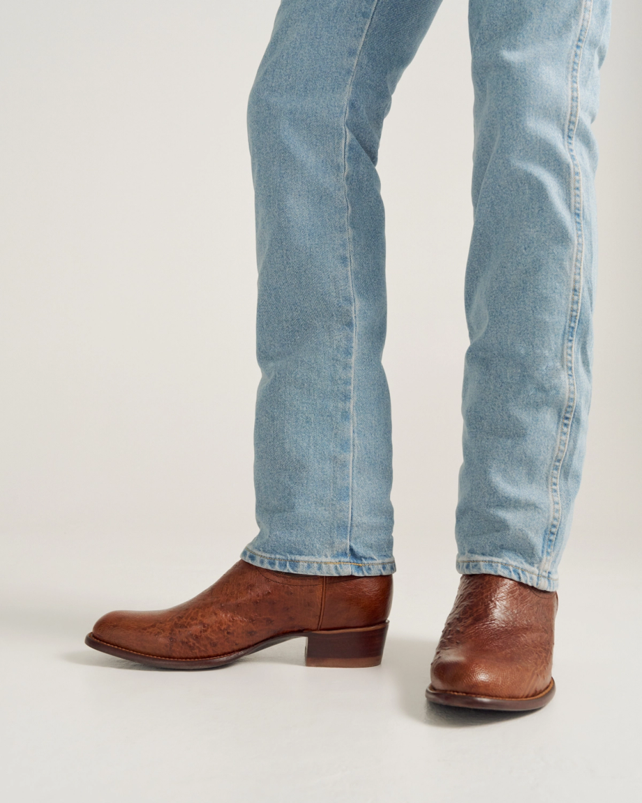 Man wearing the Weston Russet Brown Cowboy Boots