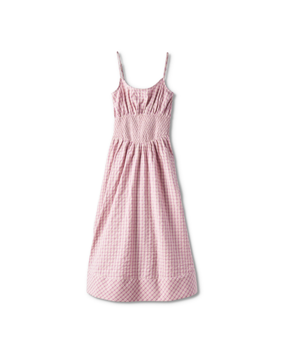 Front view of Women's Tank Tiered Midi Dress - Purple Cotton on plain background