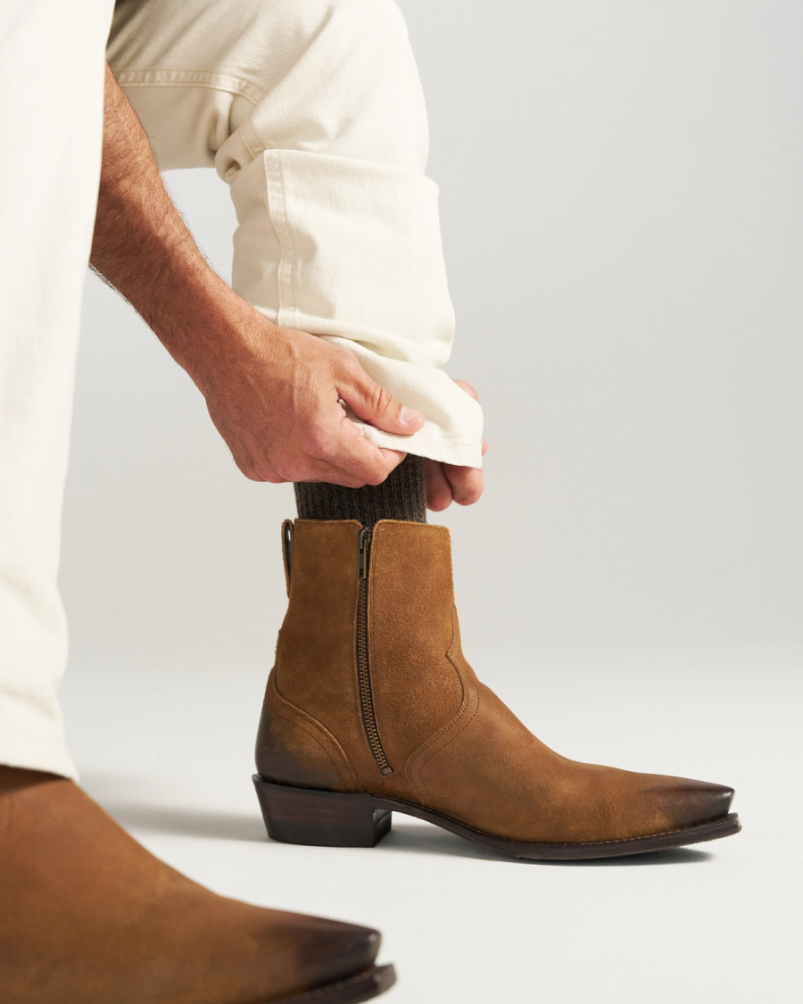 The Blaze in Husk Goat Roughout - Men's Zip Boot | Tecovas
