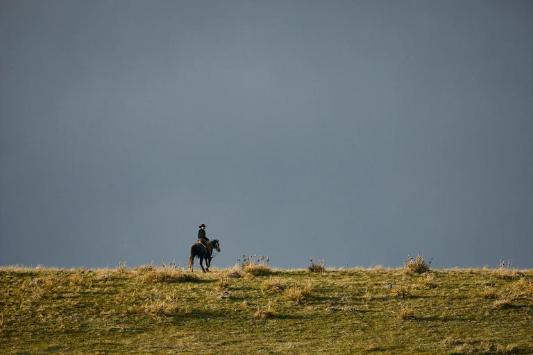 man on a horse in the distance