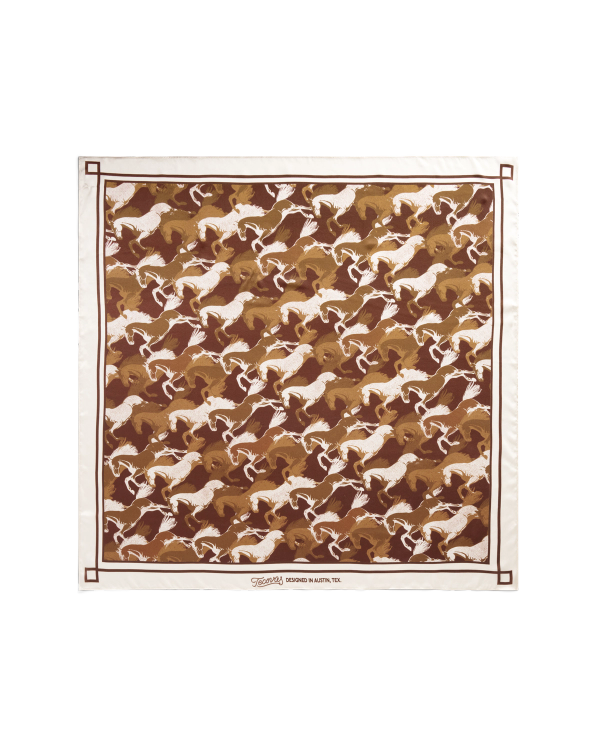 Front view of Running Horses Wild Rag - Brown Multi on plain background