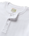 Closeup detail view of Long Sleeve Standard Issue Waffle Henley - White