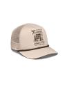 Quarterfront view of Tecovas Steakhouse Trucker - Cream on plain background