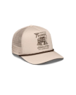Quarterfront view of Tecovas Steakhouse Trucker - Cream on plain background