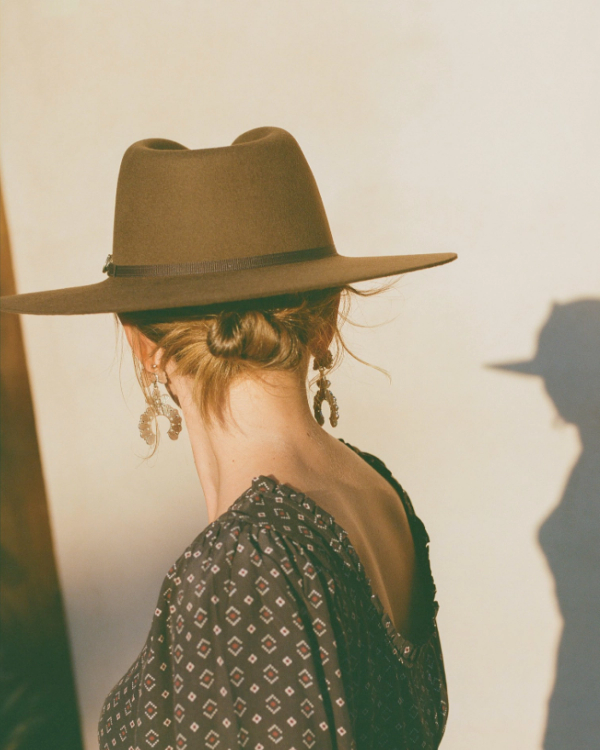View of The Belle Wool Cowgirl Hat - Medium Brown