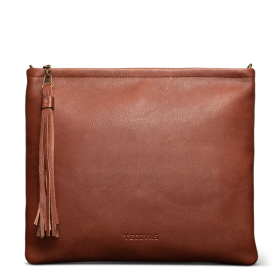 Front view of Leather Clutch Fawn Bovine / OS - Fawn on plain background