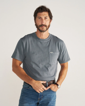 Closeup detail view of Men's Standard Issue Pocket Tee SS - Washed Storm