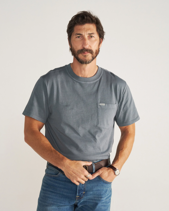 Closeup detail view of Men's Standard Issue Pocket Tee SS - Washed Storm