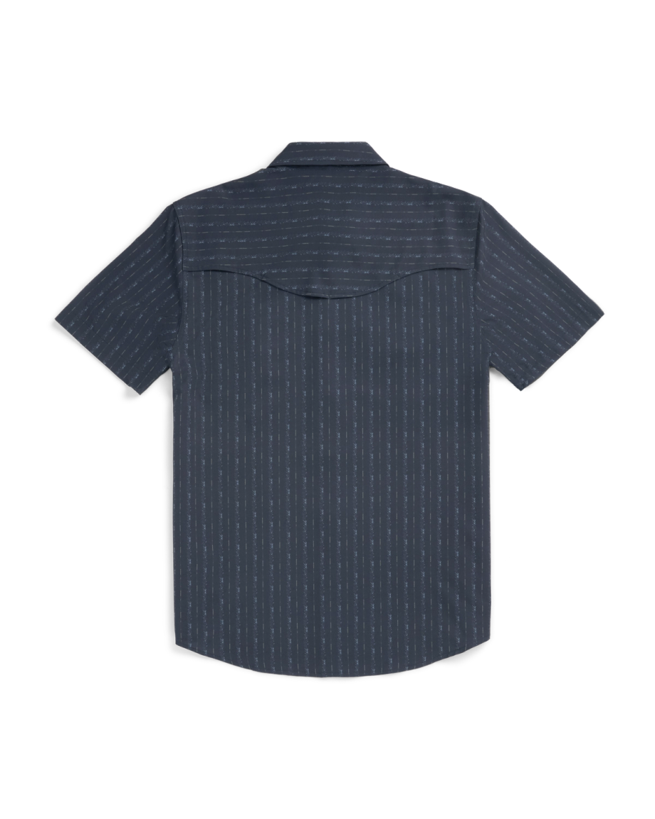 Closeup detail view of Men's Performance Western Short Sleeve Pearl Snap - Dark Navy/Multi