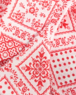 Closeup view of Bandana Ribbon Scarf - Red / Cream