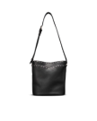 Front view of Shoulder Bucket Bag - Black on plain background