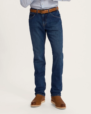 Front view of Men's Rugged Relaxed Jeans - Medium on plain background