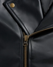 Closeup view of Men's Leather Biker Jacket - Black