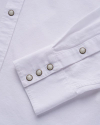 Closeup detail view of Men's Sawtooth Oxford Pearl Snap - White