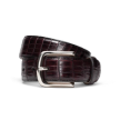 Front view of Men's Crocodile Belt - Black Cherry on plain background