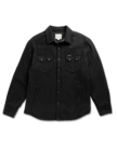 Closeup detail view of Men's Sawtooth Pearl Snap Shacket - Black