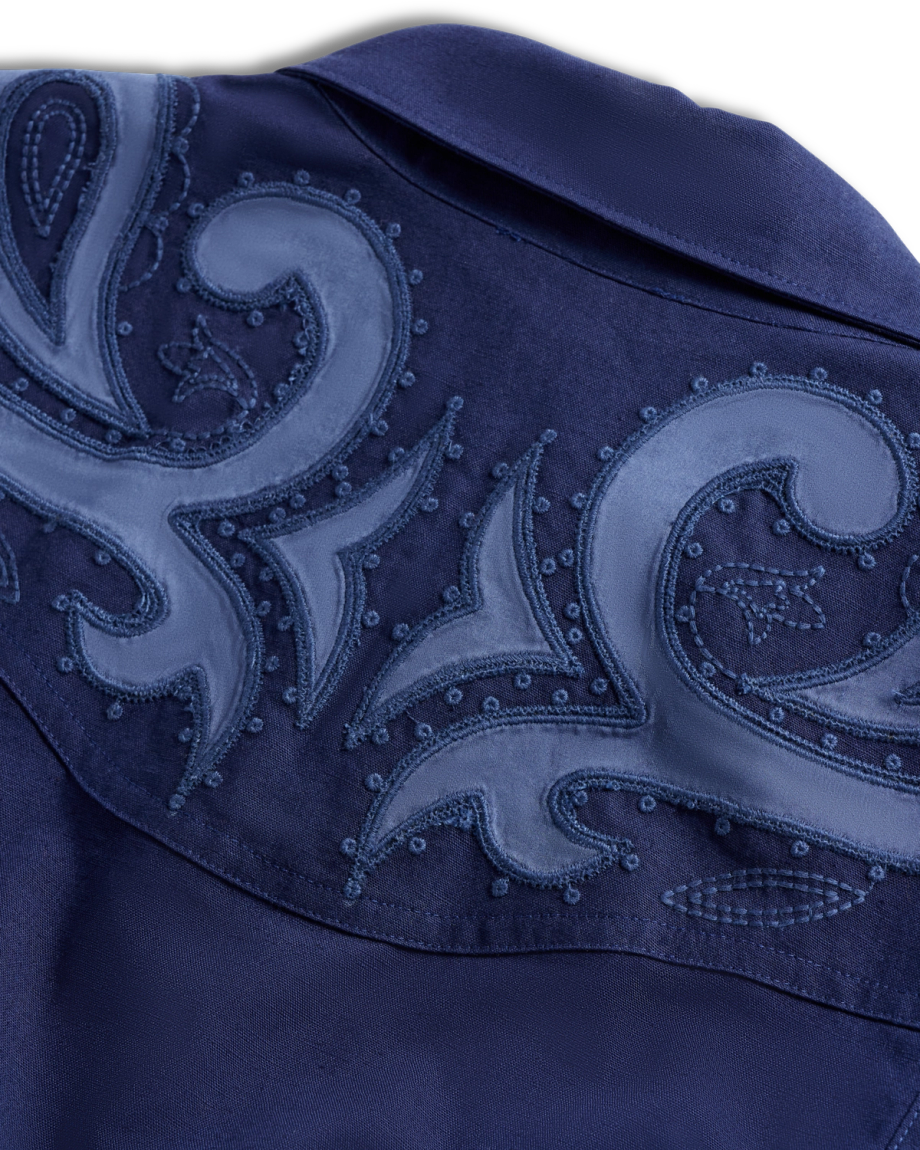 Closeup view of Women's L/S Applique Mini Dress - Twilight