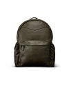 Front view of Men's Leather Backpack - Dark Olive on plain background