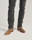 close up of Dean Granite Grey Suede cowboy boots on a man's feet 