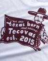 Closeup view of Men's Texas Born & Raised Cowboy Sign Tee - White/Brick