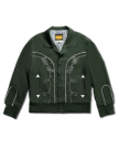 Front view of Men's Tecovas X H Bar C Birthday X Bolero Jacket - Green on plain background