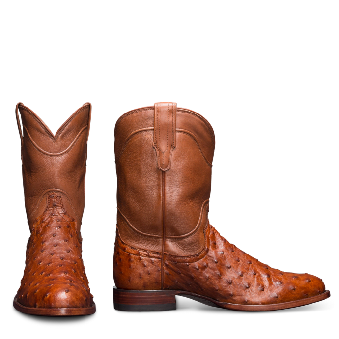 The Duke in Pecan Ostrich Men's Roper Boot Tecovas