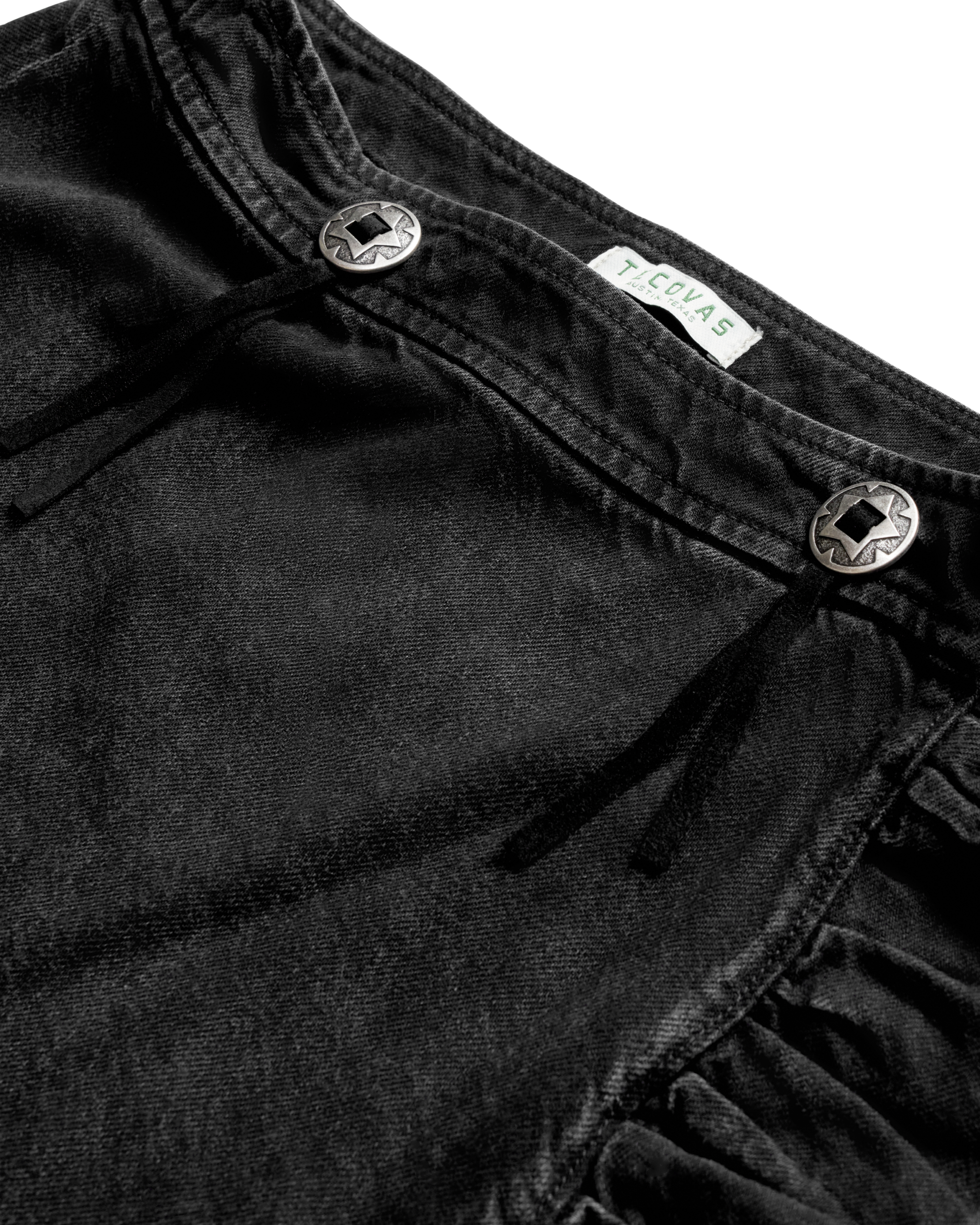Closeup detail view of Women's Rodeo Maxi Denim Skirt - Black