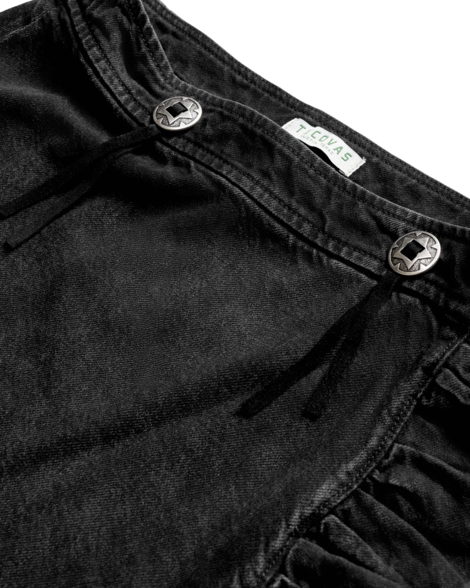 Closeup detail view of Women's Rodeo Maxi Denim Skirt - Black