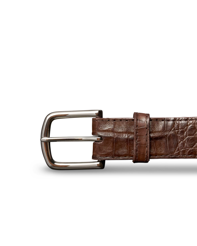 Front view of Men's Caiman Belt II - Oak on plain background