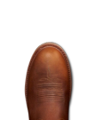 Toe view of The LH WP Round Comp Toe Work Boot - Saddle Cowhide on plain background