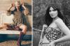 split image of woman in Tecovas & Kristopher Brock dress and boots on the left, and woman wearing Tecovas & Kristopher Brock Floral Ranch Scarf on the right