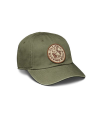 Quarterfront view of Flying T Bulls 6 Panel Dad Hat - Olive on plain background
