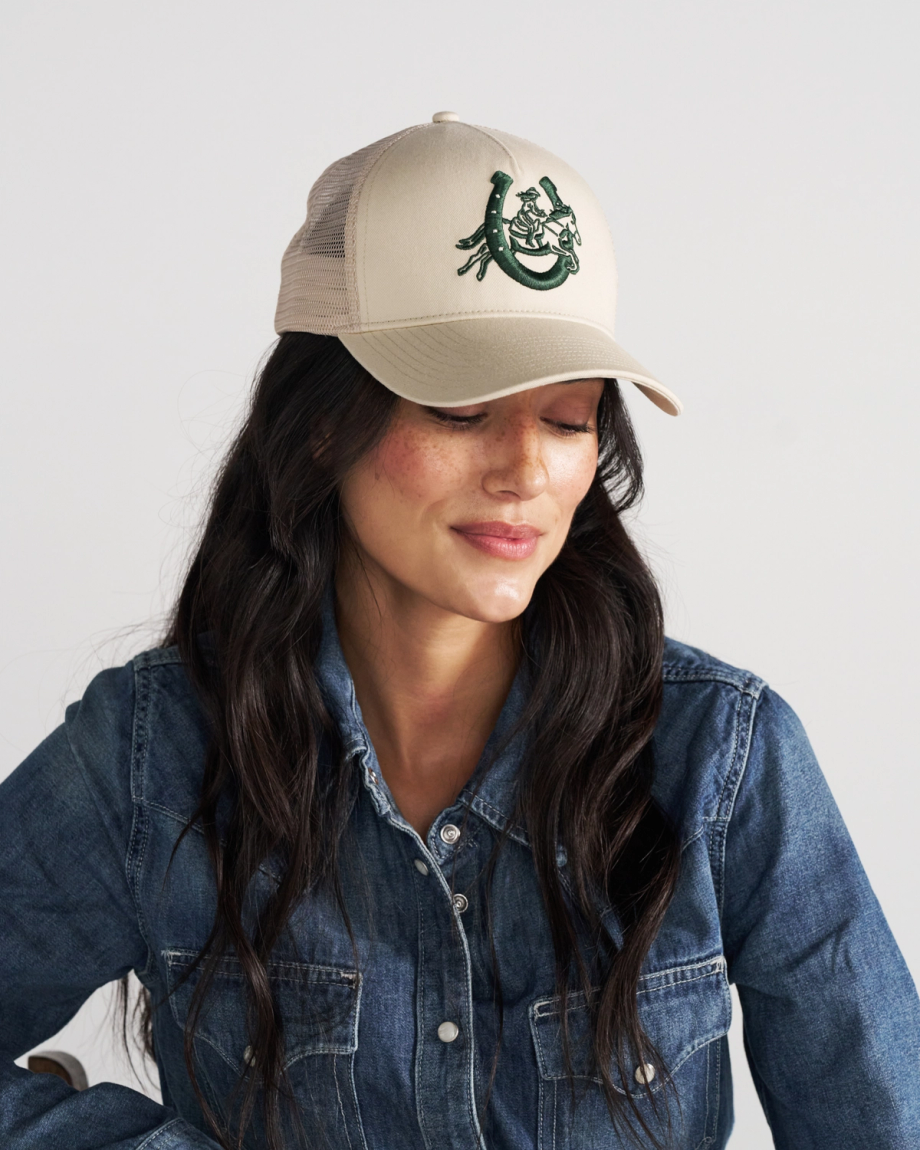 View of Lucky Cowgirl Trucker - Cream