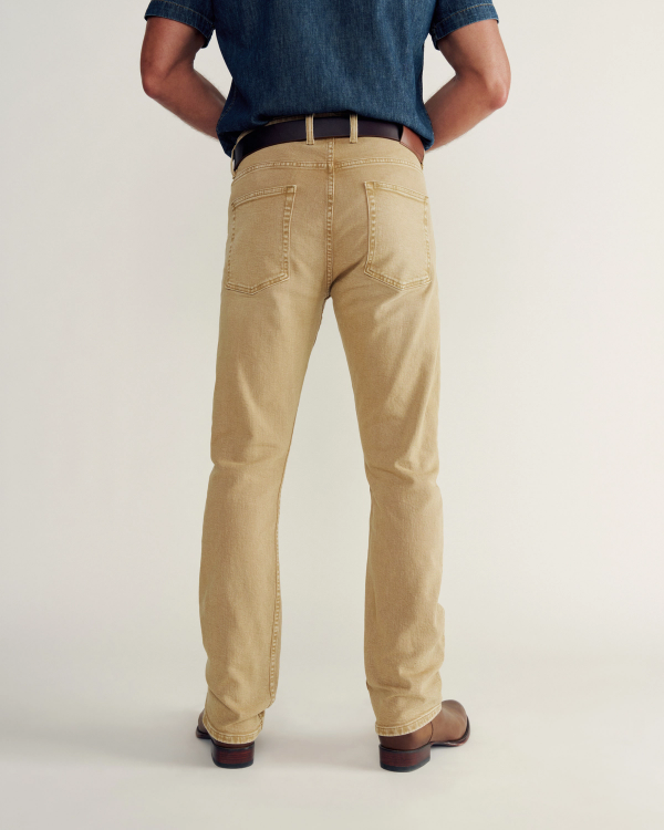 Back view of Men's Slim Straight Stretch Twill - Khaki on model