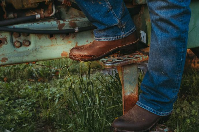 man in work boots