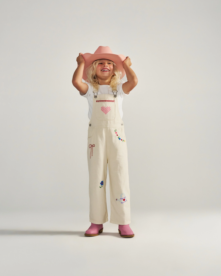 Full view of The Annie Hearts Toddler - Wild Rose on model
