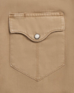 Closeup detail view of Men's Denim Short Sleeve Pearl Snap - Coriander