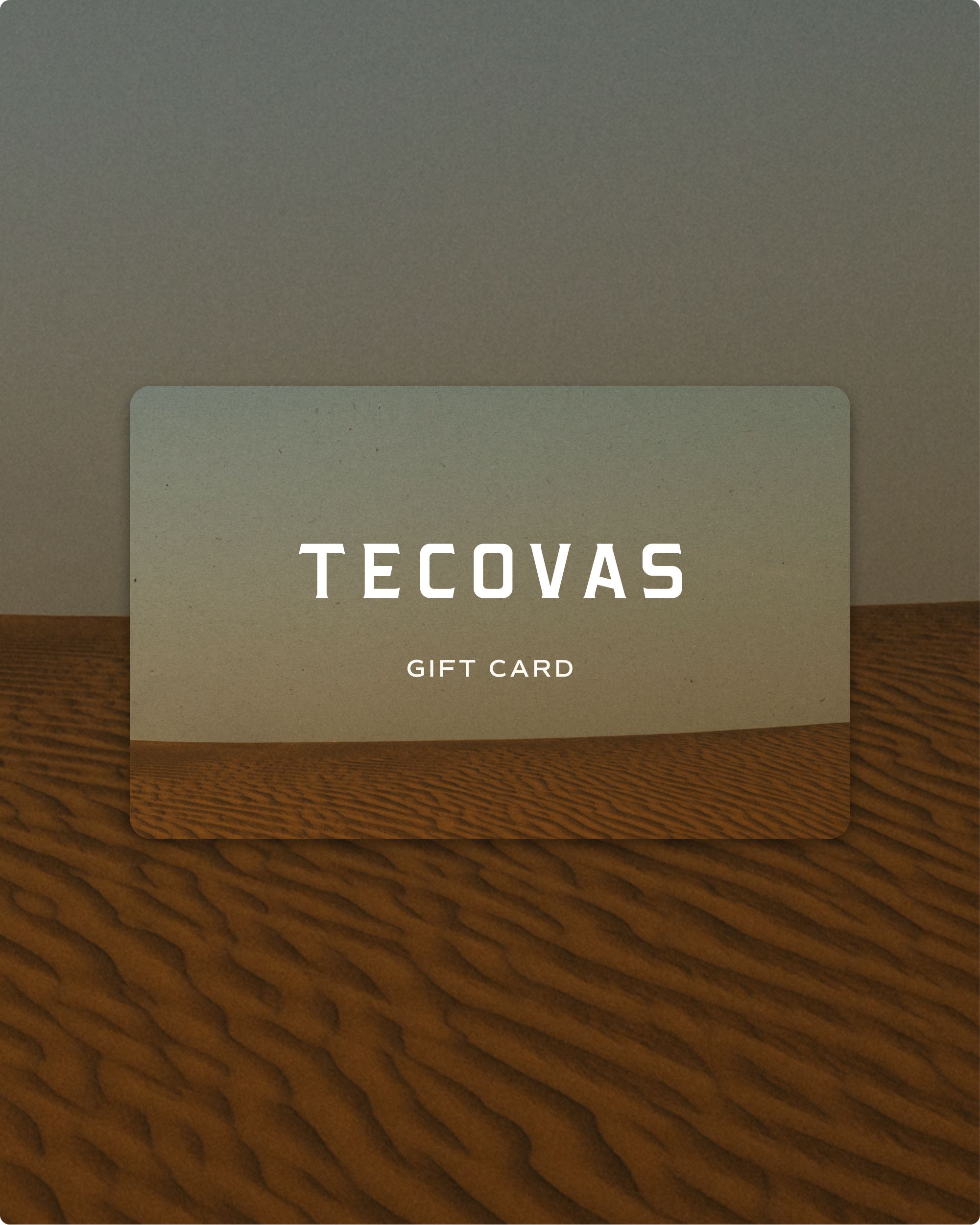 Tecovas gift card featuring a desert landscape.