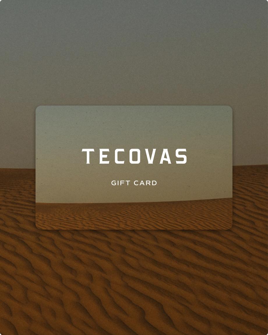 Tecovas gift card featuring a desert landscape.