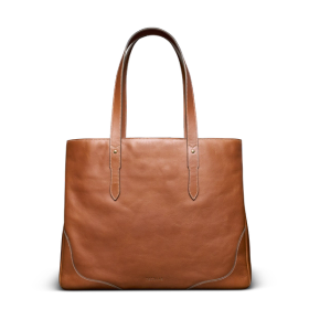 Back view of Women's Sierra Tote Bag - Saddle Tan on plain background