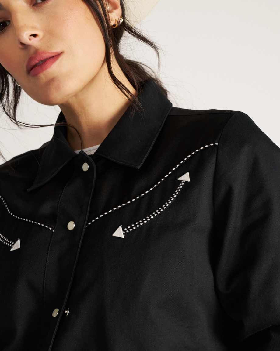 Closeup detail view of Women's Dolly Jacket - Black